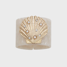 Load image into Gallery viewer, Shell resin napkin rings, pearly white, set of four