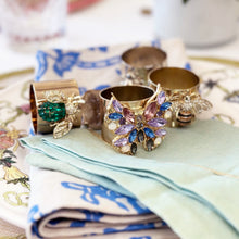 Load image into Gallery viewer, Jeweled butterfly napkin rings, blue, set of two