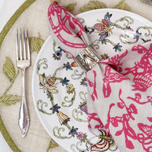 Load image into Gallery viewer, Garden print napkin, pink, set of two