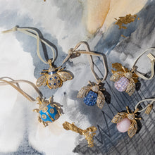 Load image into Gallery viewer, Sparkle bee hanging ornament, rose quartz
