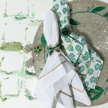 Load image into Gallery viewer, Enamel bow skinny napkin rings, green, set of four