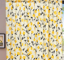 Load image into Gallery viewer, DaDa Bedding Set of 2 Botanical Floral Window Curtain Panels - Natural Semi Sheer Yellow Fleur Golden Orange Spring Time Tulips Straight Tailored Edge