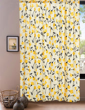 Load image into Gallery viewer, DaDa Bedding Set of 2 Botanical Floral Window Curtain Panels - Natural Semi Sheer Yellow Fleur Golden Orange Spring Time Tulips Straight Tailored Edge