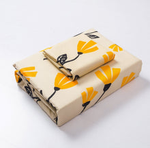Load image into Gallery viewer, DaDa Bedding Yellow Fleur Floral Golden Orange Ivory Duvet Cover Set w/ Pillow Cases (18112)