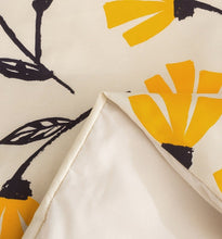 Load image into Gallery viewer, DaDa Bedding Yellow Fleur Golden Orange Botanical Ivory Duvet Cover &amp; Fitted Flat Bed Sheets Set w/ Pillow Cases Window Valances (18112)