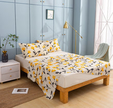 Load image into Gallery viewer, DaDa Bed in a Bag Bundle Set - Yellow Fleur Botanical Ivory Tan Floral Bedding Set (18112)