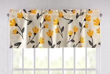 Load image into Gallery viewer, DaDa Bedding Yellow Fleur Floral Golden Orange Ivory Window Curtain Valance - 18" x 52" (18112)