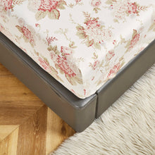 Load image into Gallery viewer, DaDa Bedding Hint of Mint Dainty Cottage Floral Roses Cotton Fitted Sheet w/ Pillow Case (3036)