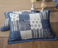 Load image into Gallery viewer, DaDa Bedding Denim Blue Elegance Floral Patchwork Farmhouse Pillow Sham (JHW660)