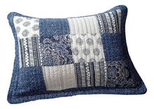 Load image into Gallery viewer, DaDa Bedding Denim Blue Elegance Floral Patchwork Farmhouse Pillow Sham (JHW660)