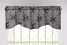 Load image into Gallery viewer, DaDa Bedding Navy Blue Bohemian Elegance Medallions Floral Window Curtain Valance - 18&quot; x 52&quot; (JHW-660)