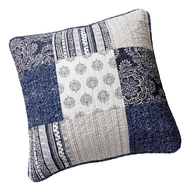 DaDa Bedding Patchwork Denim Blue Elegance Bohemian Euro Sham - 26” x 26
