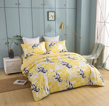Load image into Gallery viewer, Tache Microfiber Watercolor Tropical Floral Yellow Blue Duvet Cover (JHW-841)