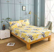 Load image into Gallery viewer, Tache Microfiber Watercolor Tropical Floral Yellow Blue Fitted Sheet / Flat Sheet (JHW-841)