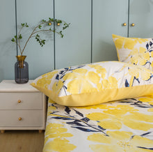 Load image into Gallery viewer, Tache Microfiber Watercolor Tropical Floral Yellow Blue Fitted Sheet / Flat Sheet (JHW-841)