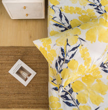 Load image into Gallery viewer, Tache Microfiber Watercolor Tropical Floral Yellow Blue Fitted Sheet / Flat Sheet (JHW-841)