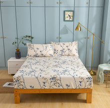 Load image into Gallery viewer, Tache Poplin Cotton Elegant Leaf Vine Cream Beige Fitted Sheet / Flat Sheet (JHW-842)