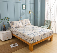 Load image into Gallery viewer, Tache Poplin Cotton Elegant Leaf Vine Cream Beige Fitted Sheet / Flat Sheet (JHW-842)
