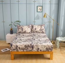 Load image into Gallery viewer, Tache Microfiber Abstract Wispy Leaf Taupe Grey Fitted Sheet / Flat Sheet (JHW-843)