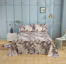 Load image into Gallery viewer, Tache Microfiber Abstract Wispy Leaf Taupe Grey Fitted Sheet / Flat Sheet (JHW-843)