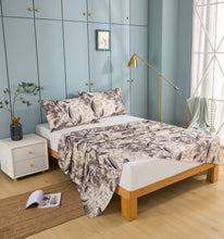 Load image into Gallery viewer, Tache Microfiber Abstract Wispy Leaf Taupe Grey Fitted Sheet / Flat Sheet (JHW-843)