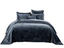 Load image into Gallery viewer, Tache Plush Dreams Steel Navy Blue Waves Velvet Quilt Set (JHW-852BL)