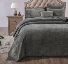 Load image into Gallery viewer, Tache Plush Dreams Dark Taupe Chocolate Waves Velvet Quilt Set (JHW-852BR)