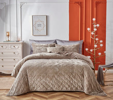 Load image into Gallery viewer, Tache Plush Dreams Sand Taupe Beige Tufted Velvet Quilt Set (JHW-853B)
