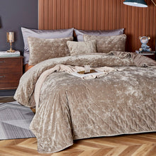 Load image into Gallery viewer, Tache Plush Dreams Sand Taupe Beige Tufted Velvet Quilt Set (JHW-853B)