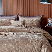 Load image into Gallery viewer, Tache Plush Dreams Sand Taupe Beige Tufted Velvet Quilt Set (JHW-853B)