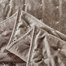 Load image into Gallery viewer, Tache Plush Dreams Sand Taupe Beige Tufted Velvet Quilt Set (JHW-853B)