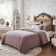 Load image into Gallery viewer, Tache Plush Dreams Purple Mauve Tufted Velvet Quilt Set (JHW-853P)