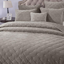 Load image into Gallery viewer, Tache Velvet Dreams Sand Taupe Beige Plush Diamond Tufted Cushion Covers / Euro Sham (JHW-853B)
