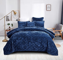 Load image into Gallery viewer, Tache Plush Dreams Dark Royal Blue Tufted Velvet Quilt Set (JHW-853DB)