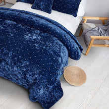 Load image into Gallery viewer, Tache Plush Dreams Dark Royal Blue Tufted Velvet Quilt Set (JHW-853DB)