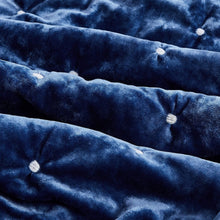 Load image into Gallery viewer, Tache Plush Dreams Dark Royal Blue Tufted Velvet Quilt Set (JHW-853DB)