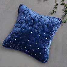 Load image into Gallery viewer, Tache Velvet Dreams Dark Blue Plush Diamond Tufted Cushion Covers / Euro Sham (JHW-853DB)