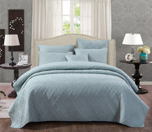 Load image into Gallery viewer, Tache Soothing Pastel Seafoam Blue Diamond Stitch Cotton Quilt Set (JHW-856)