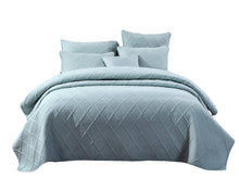 Load image into Gallery viewer, Tache Soothing Pastel Seafoam Blue Diamond Stitch Cotton Quilt Set (JHW-856)