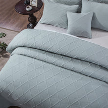 Load image into Gallery viewer, Tache Soothing Pastel Seafoam Blue Diamond Stitch Cotton Quilt Set (JHW-856)