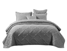 Load image into Gallery viewer, Tache Soothing Pastel Silver Diamond Stitch Light Gray Cotton Quilt Set (JHW-862)