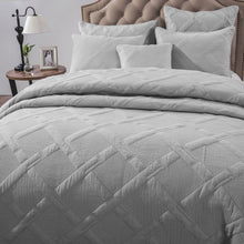 Load image into Gallery viewer, Tache Soothing Pastel Silver Diamond Stitch Light Gray Cotton Quilt Set (JHW-862)