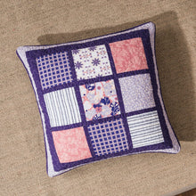 Load image into Gallery viewer, DaDa Bedding Peachy Blossoms Purple Floral Patchwork Euro Pillow Sham Cover, 26" x 26" - Designed in USA (JHW877)