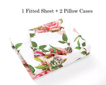 Load image into Gallery viewer, DaDa Bedding Romantic Roses Lovely Spring Pink Floral Fitted Bed Sheet w/ Pillow Cases (JHW879-Fitted)