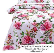 Load image into Gallery viewer, DaDa Bedding Romantic Roses Lovely Spring Pink Floral Garden Fitted &amp; Flat Bed Sheet Set w/ Pillow Cases (JHW879)