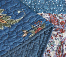 Load image into Gallery viewer, Tache Bohemian Night Flower Paisley Floral Navy Blue Pastel Cotton Patchwork Quilt Set (JHW-882)