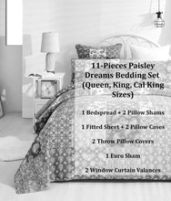 Load image into Gallery viewer, DaDalogy Bedding Bed in a Bag Bundle Set - Bohemian Paisley Dreams Floral Olive Brown Patchwork Bedspread Set (JHW885)