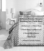 Load image into Gallery viewer, DaDalogy Bedding Bed in a Bag Bundle Set - Bohemian Paisley Dreams Floral Olive Brown Patchwork Bedspread Set (JHW885)