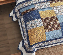 Load image into Gallery viewer, Tache Prairie Sunset White Blue Yellow Brown Floral Cotton Patchwork Quilt Set (JHW-887)