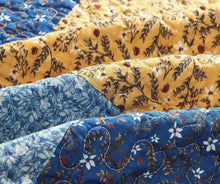 Load image into Gallery viewer, Tache Prairie Sunset White Blue Yellow Brown Floral Cotton Patchwork Quilt Set (JHW-887)